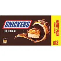 Snickers, Barres glacées Cacahuètes et caramel Family pack x 12