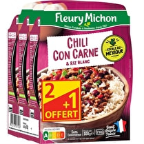 Fleury michon, Chili con carne et son riz blanc - Lot de 2 + 1 offert