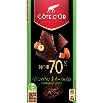 Côte d'or, Bloc de chocolat noir  Noisettes amandes caramélisées