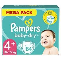 PAMPERS Couches baby dry taille 4+  Mega pack