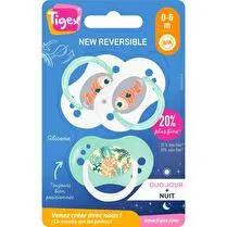 Tigex, Sucettes silicone x3 jour / nuit réversible - 0/6 mois mixte