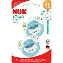 Nuk, Sucettes silicone x2 classic - 0/6 mois mixte