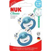 Nuk, Sucettes silicone x2 nuk classic - 6/18 mois mixte bleu