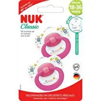 Nuk, Sucettes silicone x2 nuk classic - 18/36 mois fille