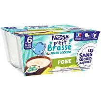Nestlé, P'tit brassé végétal poire au lait de coco dès 6 mois
