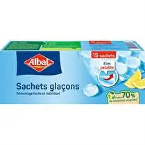 Albal, Sachets glaçons 70% ressources recyclées  x15