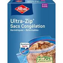 Albal, Sacs congélation ultra zip grands modèles 70% ressources recyclées x8