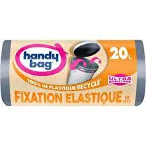 Handy bag, Sacs poubelle 100% plastique recycle fixation élastique 20l x 15
