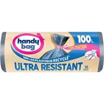 Handy bag, Sacs poubelle 100% recyclé à lien pratique ultra résistant 100L x10