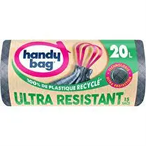Handy bag, Sacs poubelle à poignées coulissantes Ultra Résistant 20L 80% ressources recyclées