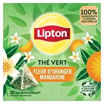 Lipton, Thé vert aromatisé fleur d'oranger et mandarine.