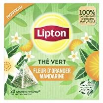 LIPTON Thé vert aromatisé fleur d'oranger et mandarine.