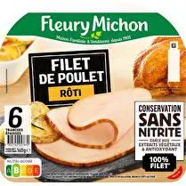 Fleury michon, Filet de poulet rôti conservation sans nitrite 6 tranches