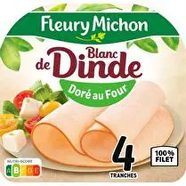 Fleury michon, Blanc de dinde doré au four 100 % filet 4 tranches
