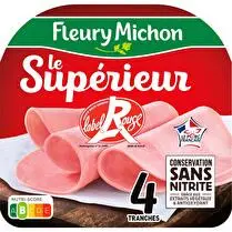 Fleury michon, Jambon Le Supérieur sans couenne conservation sans nitrite 4 tranches