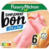 Fleury michon, Jambon Simplement Bon -25 % de sel 6 tranches