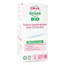 LOVE & GREEN, Tampons hypoallergéniques 100 % coton normal x16