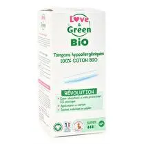 LOVE & GREEN, Tampons hypoallergéniques 100 % coton super x14