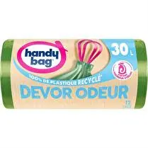 Handy bag, Sacs poubelle à poignées coulissantes devor odeur 80% plastique recycle  30l x12