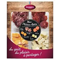 Gourmets charcutiers, Mon plateau apéro  Saucisson sec, chorizo, mimolette, gouda