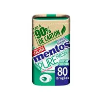 Mentos, Chewing gums pure fresh sans sucre   Chlorophylle - 80 dragées, soit 160 g