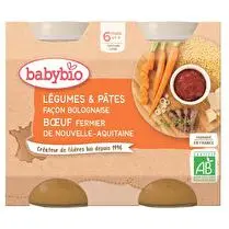 Babybio, Petits pots légumes et pâtes façon bolognaise au boeuf fermier d'aquitaine x 2
