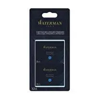 Waterman, Cartouches d'encre bleues longues universelles pour stylo plume x32