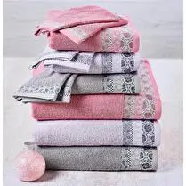 Influx, Serviette éponge fantaisie Thème CHARME, 50x90cm, 100% coton 500gr/m², coloris gris