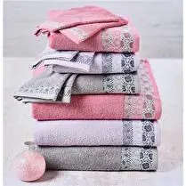 Influx, Gants de toilette éponge Thème CHARME, 15x21cm, 100% coton 500gr/m², coloris rose - x 2