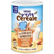 Nestlé, P'tite céréale complètes vanille saveur biscuit dès 12 mois