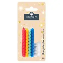 Devineau, Bougies torsadées gros diamètre coloris assortis x8