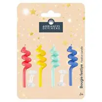 Devineau, Bougies "pailles" coloris assortis x4
