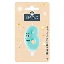Devineau, Bougies chiffres ludiques bubble effet fluo N°6, bleu/vert