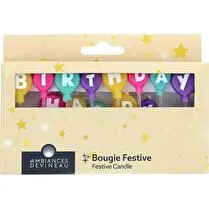 Devineau, Bougies ballons sur pic "happy birthday" colorées