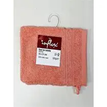 Influx, Gants de toilette 15x21cm, 100% coton 500 gr/m², 15x21cm, coloris corail - x 2