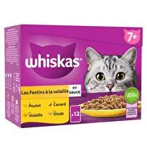 Whiskas, Les festins à la volaille en sauce pour chat senior 4 variétés x 12
