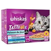 Whiskas, Tasty mix sachets fraîcheur poisson du jour en sauce pour chat adulte 4 variétés x 12