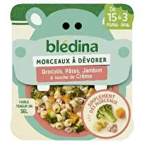 Blédina, Petit plat conchigliettes aux petits pois et brocolis jambon façon crème à l'emmental dès 15 mois