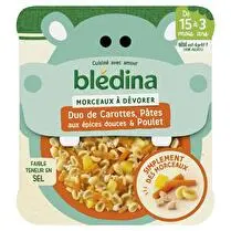 Blédina, Petit plat duo de carottes pâtes conchigliettes poulet cumin et curcuma dès 15 mois