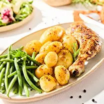 Fabriqué dans nos ateliers, Produit élaboré : Cuisse poulet pomme de terre et haricots verts