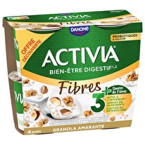 Activia, Spécialité laitière sucrée au bifidus et céréales Granola amarante Offre découverte