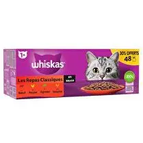 Whiskas, Sachet fraicheur pour chat adulte  Les repas classiques en sauce