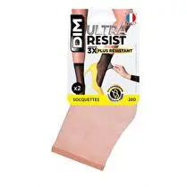 Dim, Socquette Ultra resist Transparentes x2, Beige éclat, T35/41