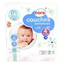 Cora, Couches sensitives maxi taille 4 (8 à 19kg)