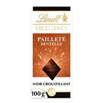 Lindt, Tablette chocolat pailletée dentelle noir croustillant