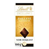 Lindt, Tablette chocolat pailleté gaufrette noir craquant