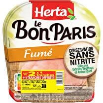 HERTA Jambon le bon Paris  Fumé sans nitrite - Lot de 2 x 4 tranches + 1 tranche offerte soit 420 g