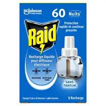 Raid, Recharge électrique liquide  60 nuits 3 en 1