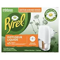 Pyrel, Diffuseur liquide répulsif  Senteur agrumes boisés 45 nuits