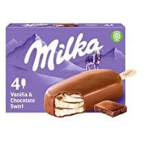 MILKA Bâtonnets glacés Vanille/chocolat - x 4 soit 258 g